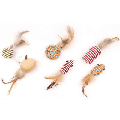 Wholesale Interactive Mouse Bird Feather teaser Pole Set Cat Toys